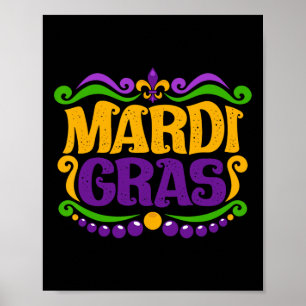 Póster Funny Máscara De Disfraces De Mardi Gras En El Fes