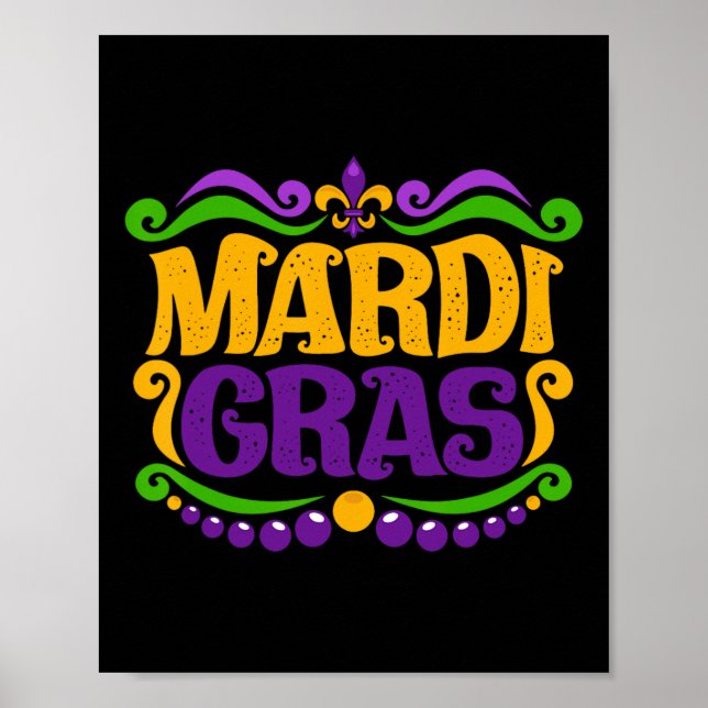 Póster Funny Máscara De Disfraces De Mardi Gras En El Fes (Frente)