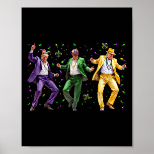 Póster Funny Masked Trump Baila Mardi Gras Nueva Orleans 