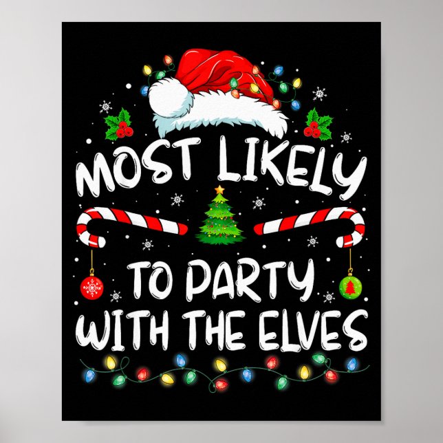 Póster Funny Matching Christmas Most Likely To Party With (Frente)