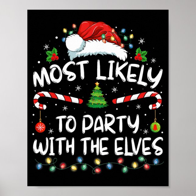 Póster Funny Matching Christmas Most Likely To Party With (Frente)