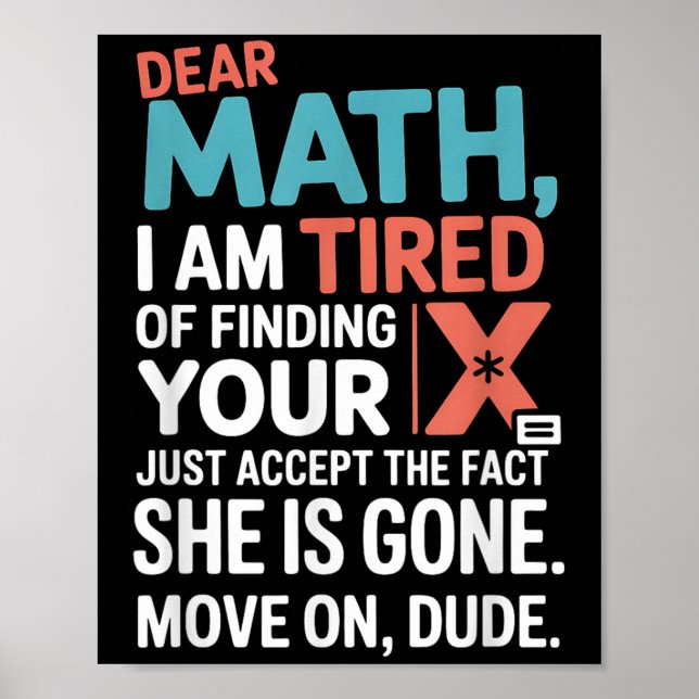 Póster Funny Math Design For Boys Girls Math Teachers Men (Frente)