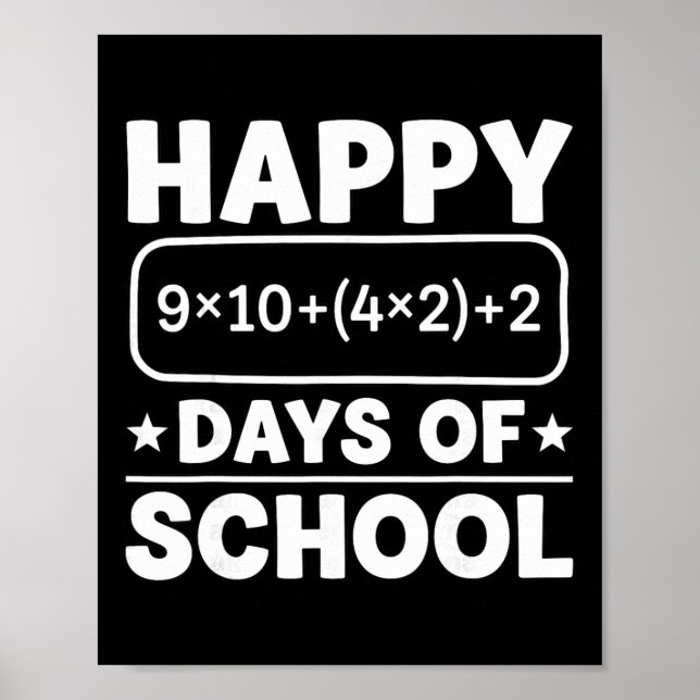Póster Funny Math Equation Happy 100 Days Of School Stude (Frente)