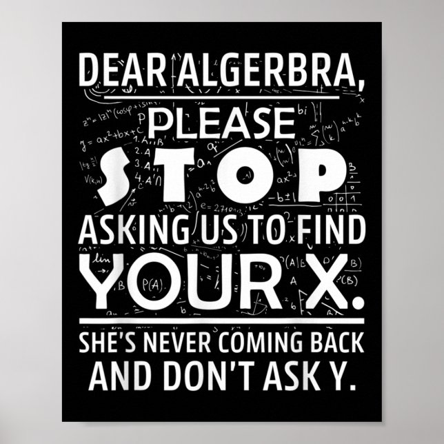 Póster Funny Math For Math Lovers Nerd Nerdy Hilarious De (Frente)