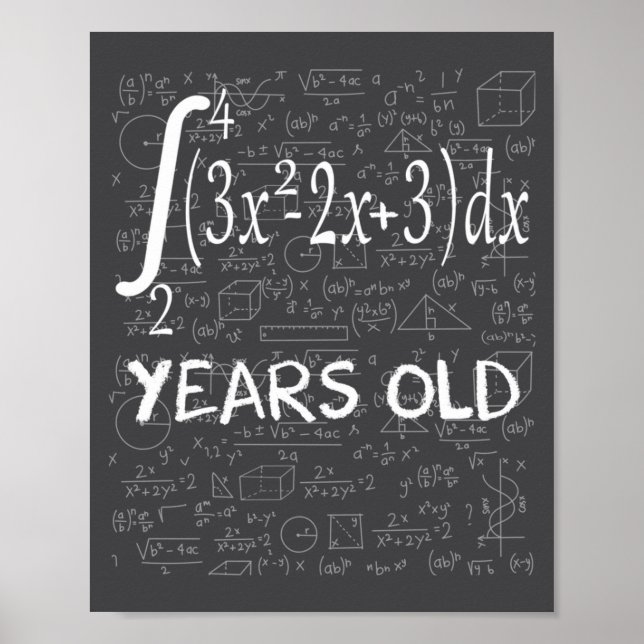Póster Funny Math Geek 50 Years Old 50th Birthday Integra (Frente)
