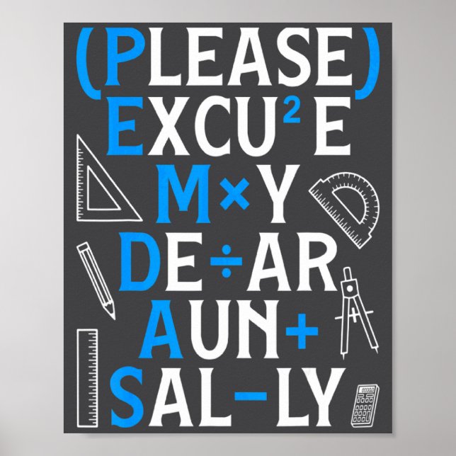 Póster Funny Math Rules Pemdas Pun Teachers Math Day  (Frente)