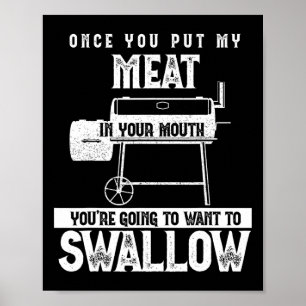 Póster Funny Meat Smoke Grilling Fiesta Bbq Smog Pig Po