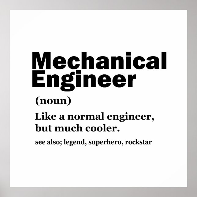 Póster Funny Mechanical Engineer Definition Engineering (Frente)