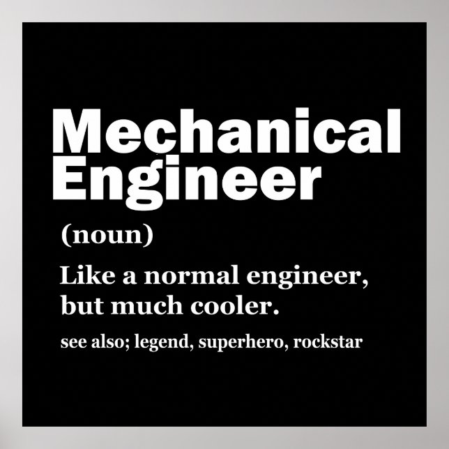 Póster Funny Mechanical Engineer Definition Engineering (Frente)