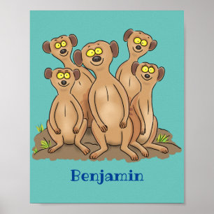 Póster Funny meerkat ilustracion personalizado familiar