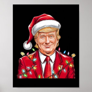 Póster Funny Mega Santa Hat Navidades de Donald Trump