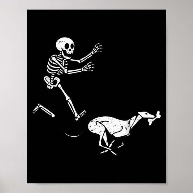 Póster Funny Meme Greyhound Running Skeleton Halloween  (Frente)