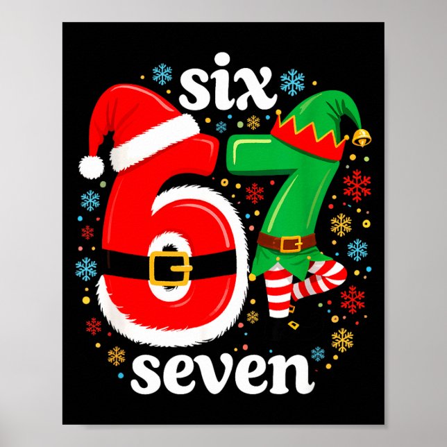 Póster Funny Meme Six Seven 67 Elf 6 7 Santa Christmas Pa (Frente)