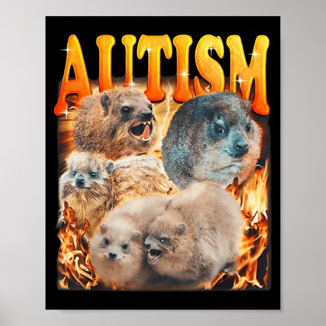 Póster Funny Meme Woodchucks Groundhogs Autistic Autism A (Frente)