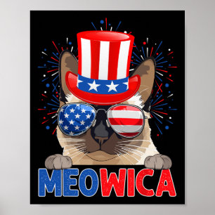Póster Funny Meowica Siamese Cat Lover Dueño De La Bander