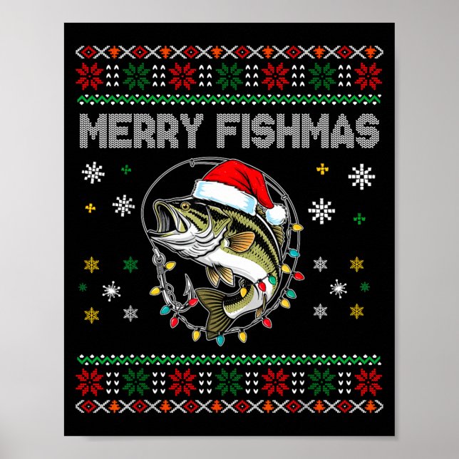Póster Funny Merry Fishmas B Fishing Christmas Ugly Sweat (Frente)