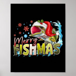 Póster Funny Merry Fishmas Navidades Fishman B Santa Ha