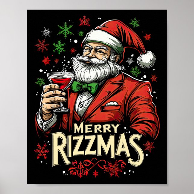 Póster Funny Merry Rizzmas Santa Navidades (Frente)