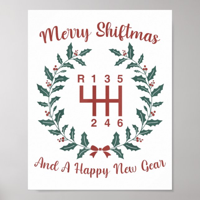 Póster Funny Merry Shiftmas And A Happy New Quote Mechani (Frente)