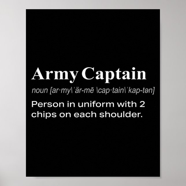Póster Funny Military Army Captain Definition Gift  (Frente)