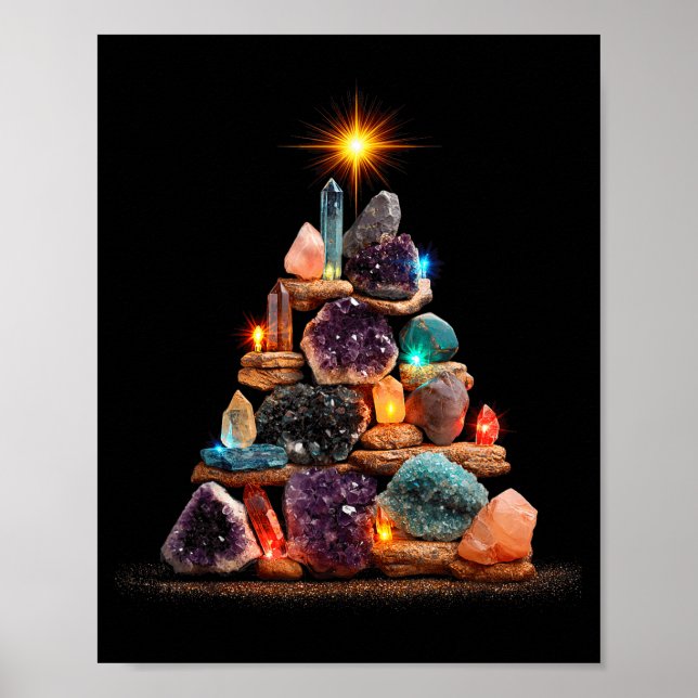 Póster Funny Minerals Christmas Tree Graphic Crystals  (Frente)