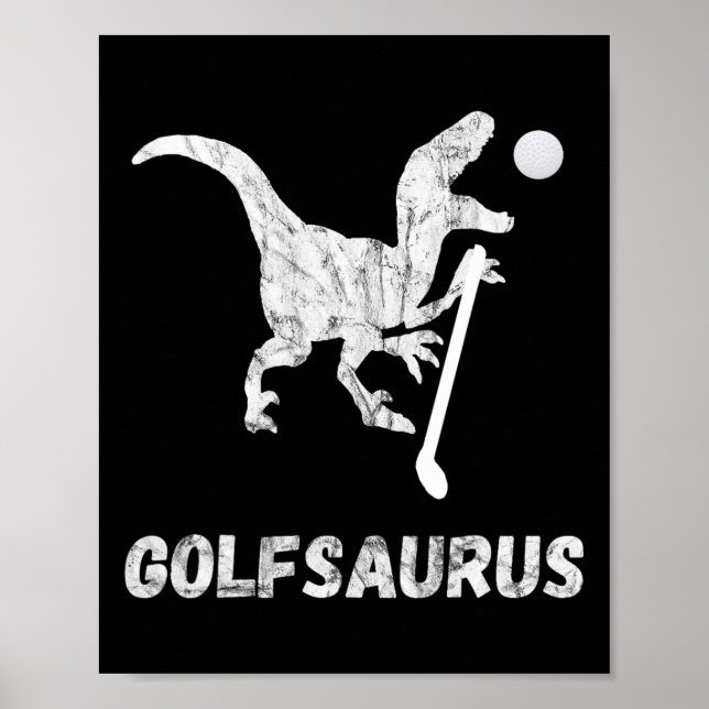 Póster Funny Mini Golf Player Golf Dinosaur Golfer T-rex  (Frente)