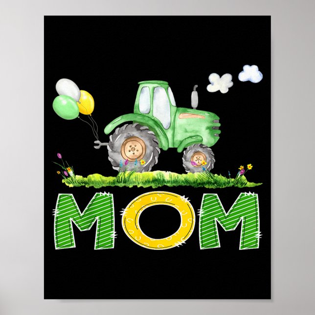 Póster Funny Mom Birthday Boy Tractor Farm Truck Matching (Frente)