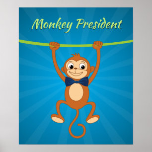 Póster Funny Monkey Poster, cambia texto a tu texto