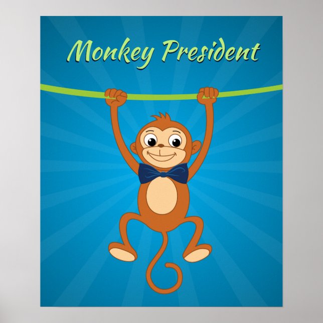 Póster Funny Monkey Poster, cambia texto a tu texto (Frente)