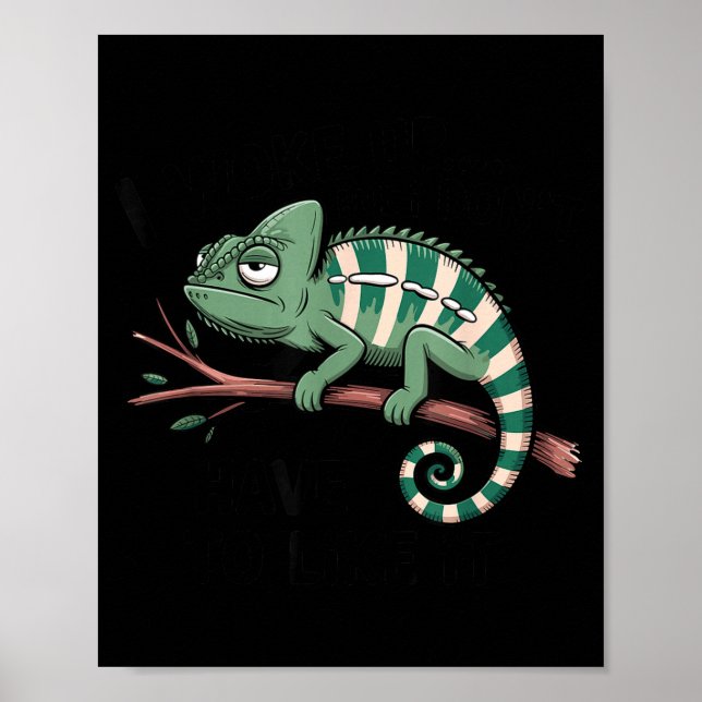 Póster Funny Morning Person Coffee Lover Chameleon  (Frente)