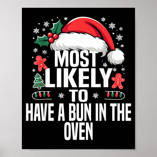 Póster Funny Most Likely To Christmas Family Pajama Match (Frente)