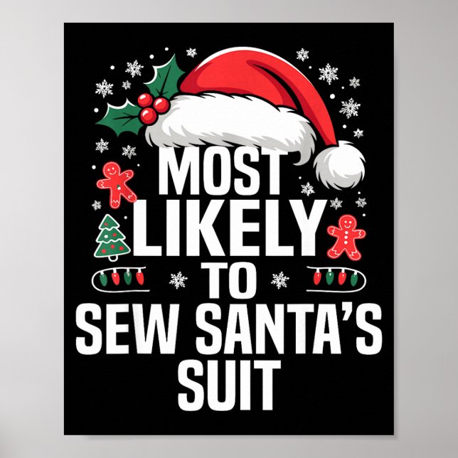 Póster Funny Most Likely To Christmas Family Pajama Match (Frente)