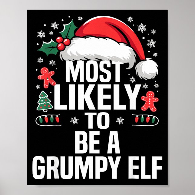 Póster Funny Most Likely To Christmas Family Pajama Match (Frente)