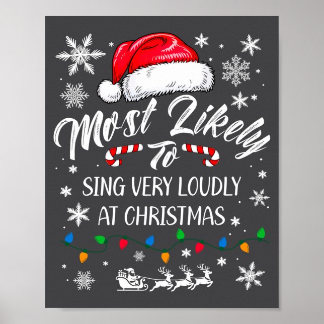 Póster Funny Most Likely To Christmas Singing Long Sleeve (Frente)