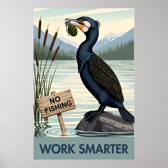 Póster Funny motivational 'Work Smarter' quote poster (Frente)