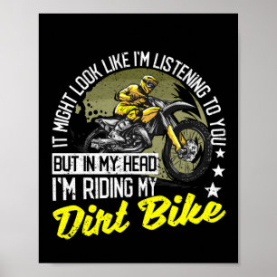 Póster Funny Motocross Bikers En mi cabeza estoy montando