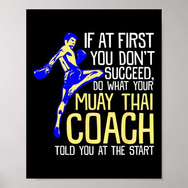 Póster Funny Muay Thai Coach Boxing Design  (Frente)
