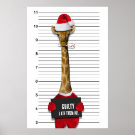 Póster Funny Mugshot Navidades Guilty Giraffe