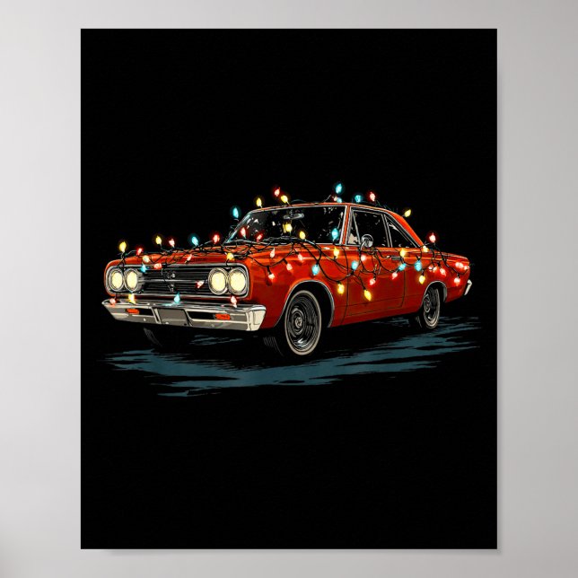 Póster Funny Muscle Car Christmas Graphics Lights Lover  (Frente)