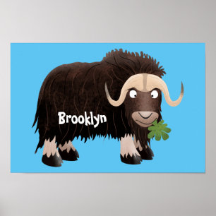 Póster Funny musk ox cartoon illustration