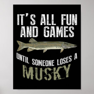 Póster Funny Musky Fishing Muskellune Pescado de agua dul