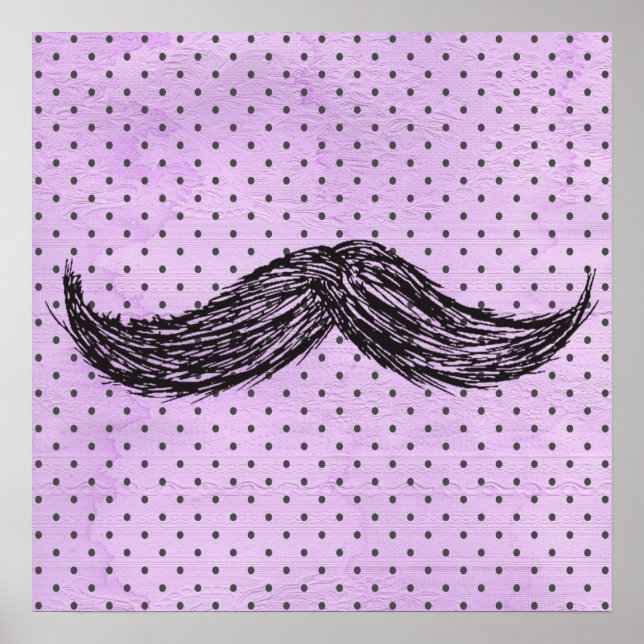Póster Funny   Mustache Drawing With Purple Polka Dots (Frente)