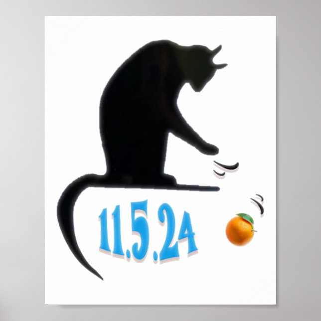 Póster Funny Naranja De Mirar Gatos Fuera De Mesa En Día  (Frente)