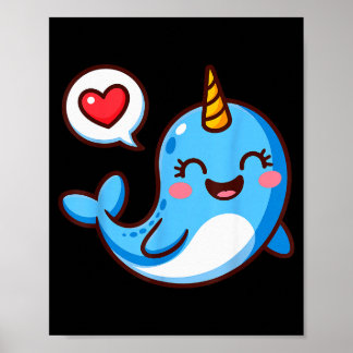 Póster Funny Narwhal Art For Men Women Kids Narwhal Lover
