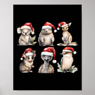 Póster Funny Navidades de Animales Australianos