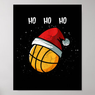 Póster Funny Navidades de baloncesto Santa Hat Basketball