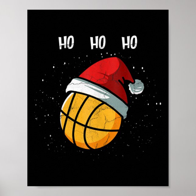 Póster Funny Navidades de baloncesto Santa Hat Basketball (Frente)