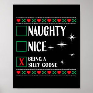 Póster Funny Navidades de moda Xmas Naughty Nice Ser A S