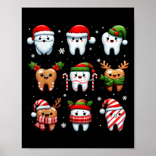 Póster Funny Navidades dentales Teeth Cute Xmas Dentista