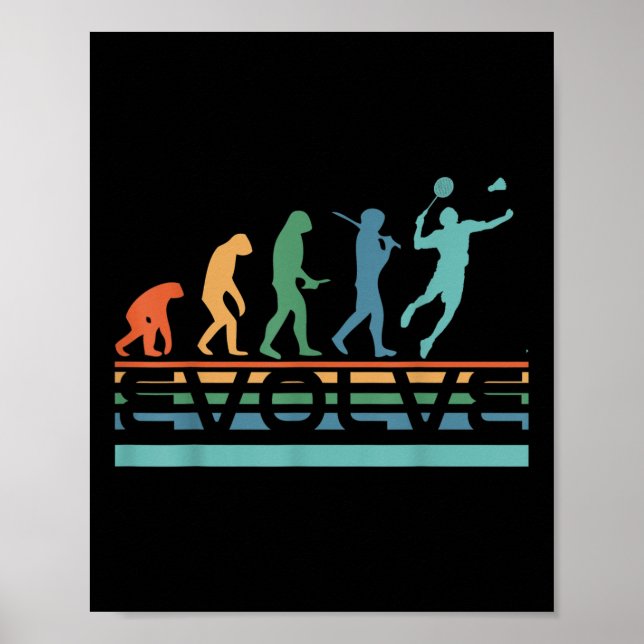 Póster Funny Nerdy Evolve Badminton Player Evolution Spor (Frente)